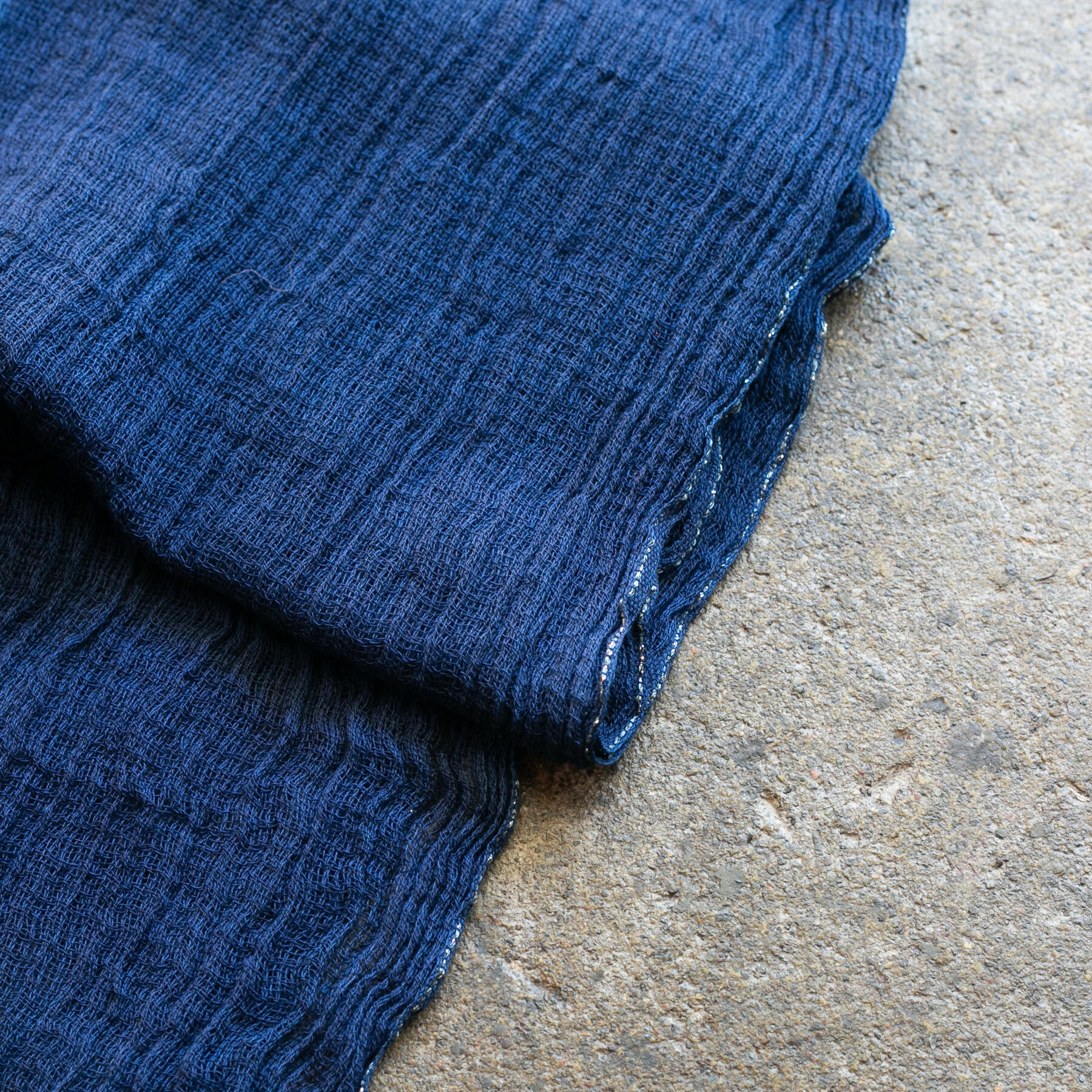 gustin japan indigo stripe hand dyed selvedge scarf