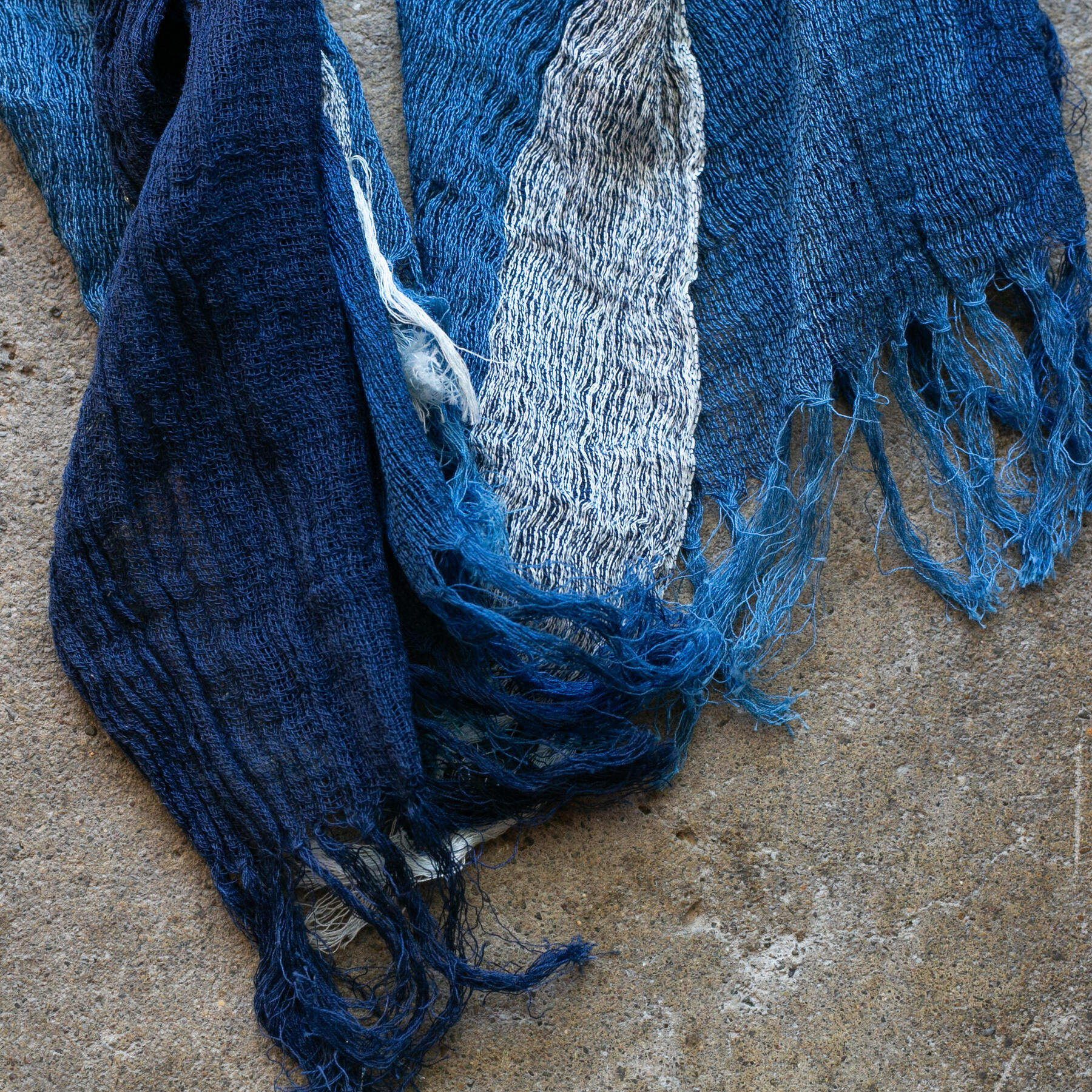 gustin japan indigo stripe hand dyed selvedge scarf