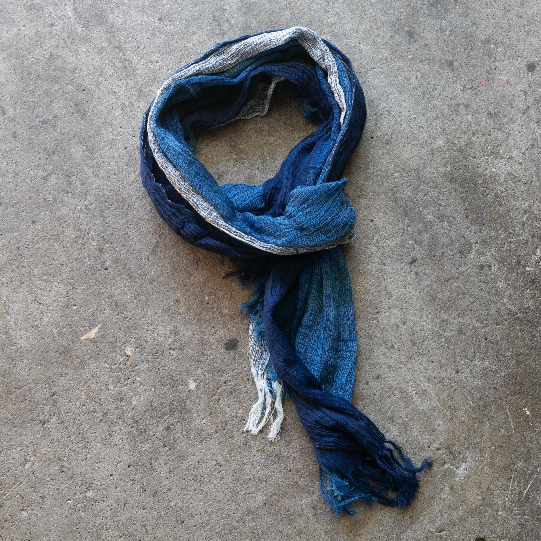 gustin japan indigo stripe hand dyed selvedge scarf