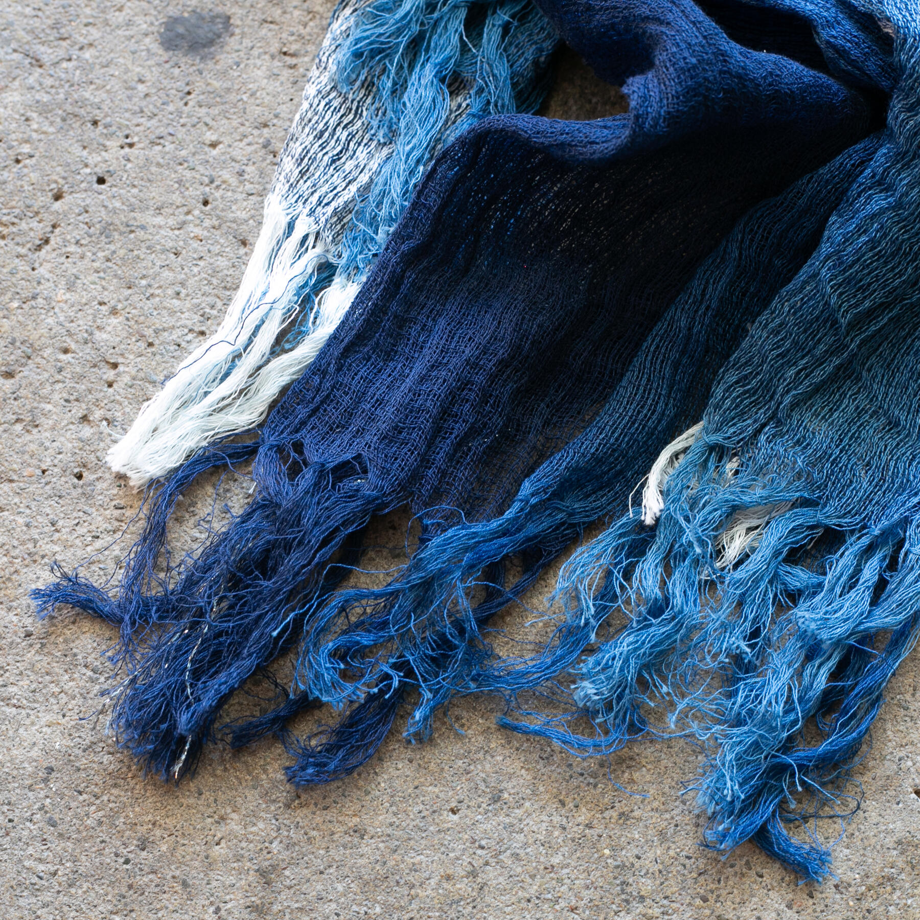 gustin japan indigo stripe hand dyed selvedge scarf