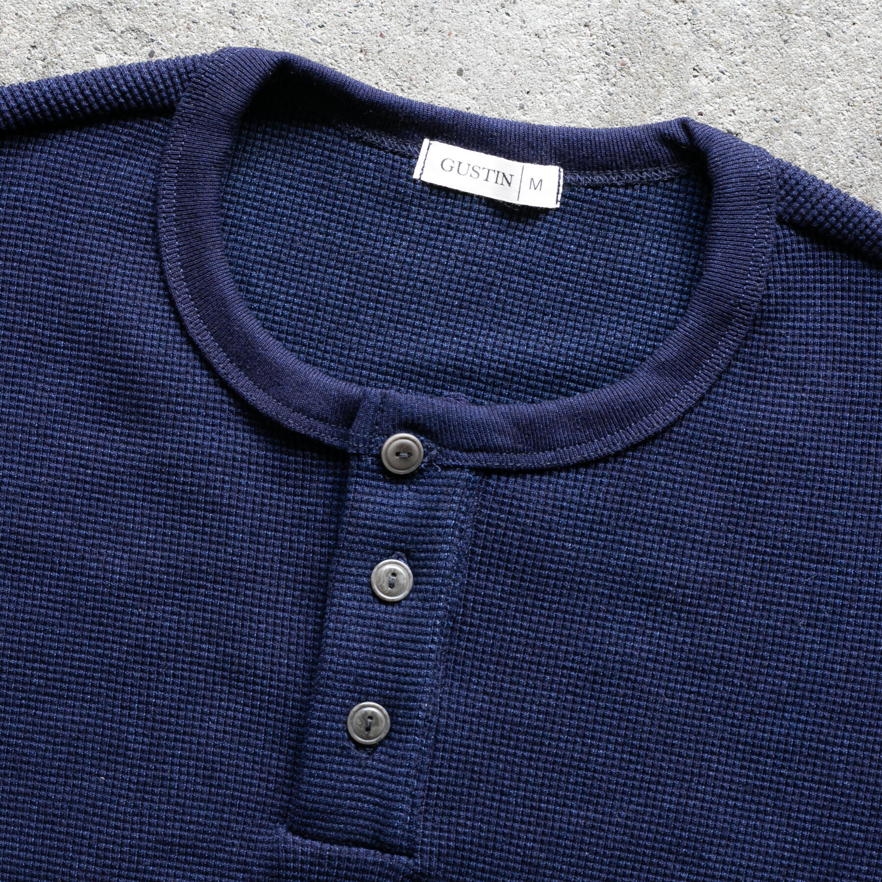 gustin indigo dyed waffle 2 pack (crewneck, henley)