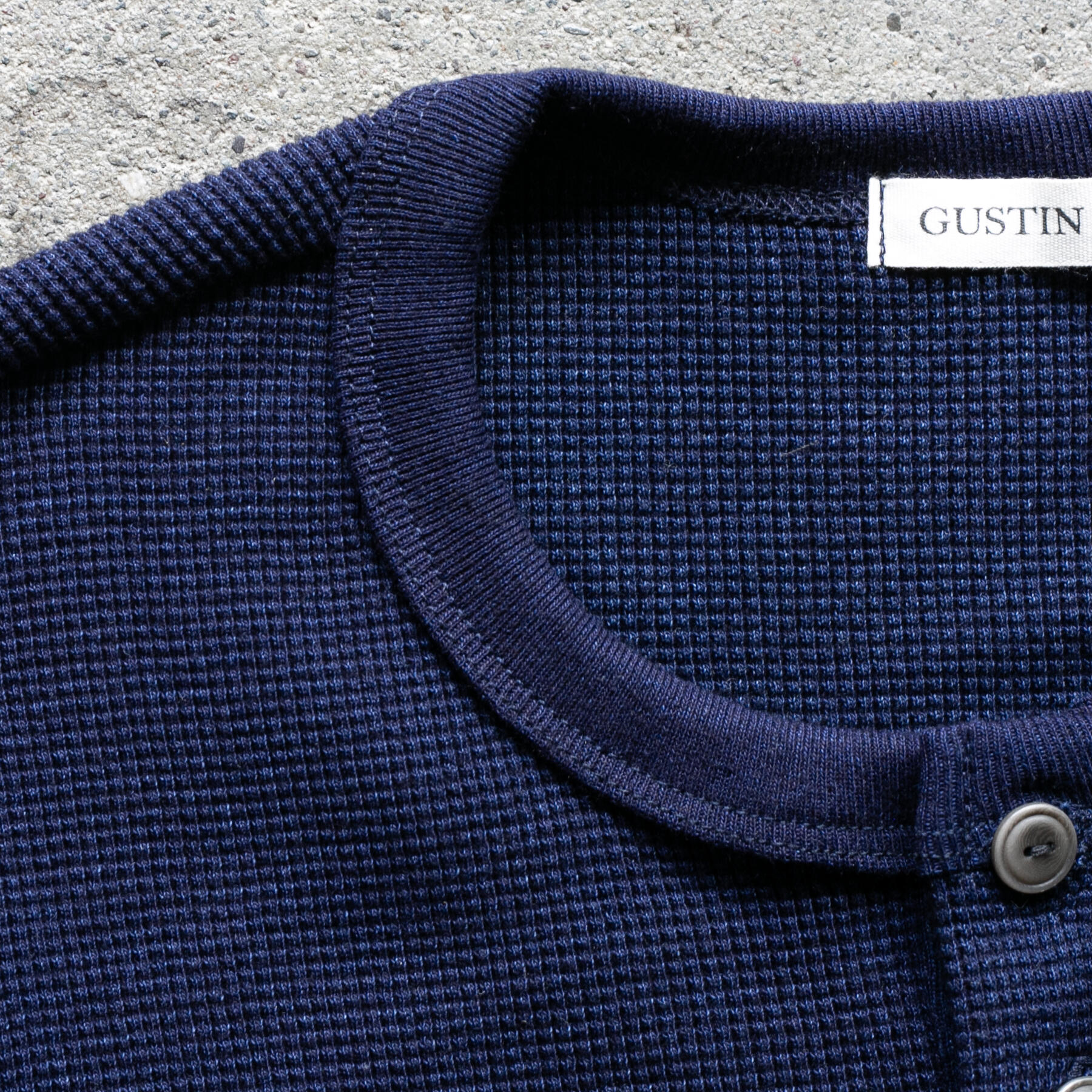gustin indigo dyed waffle henley
