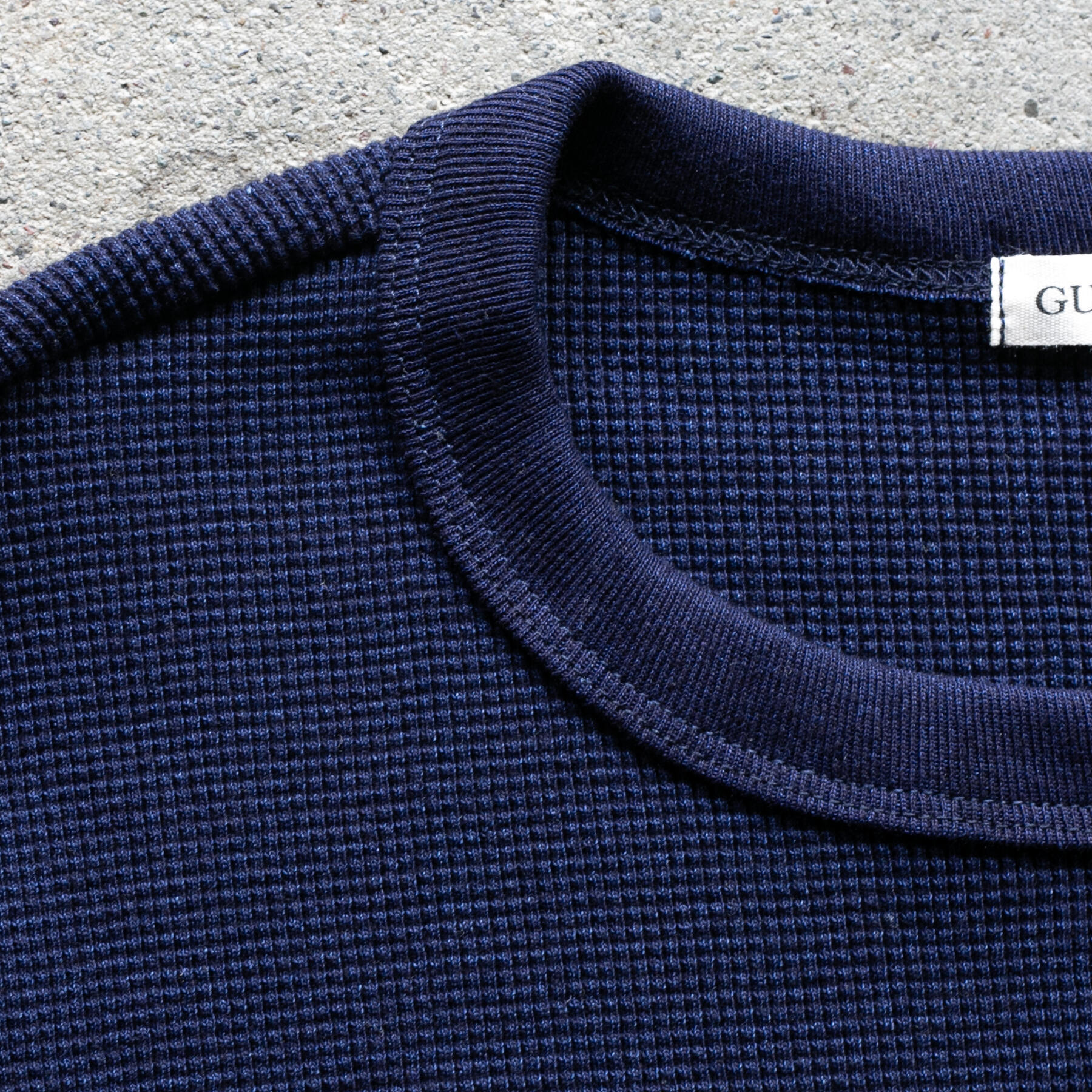 gustin indigo dyed waffle crewneck