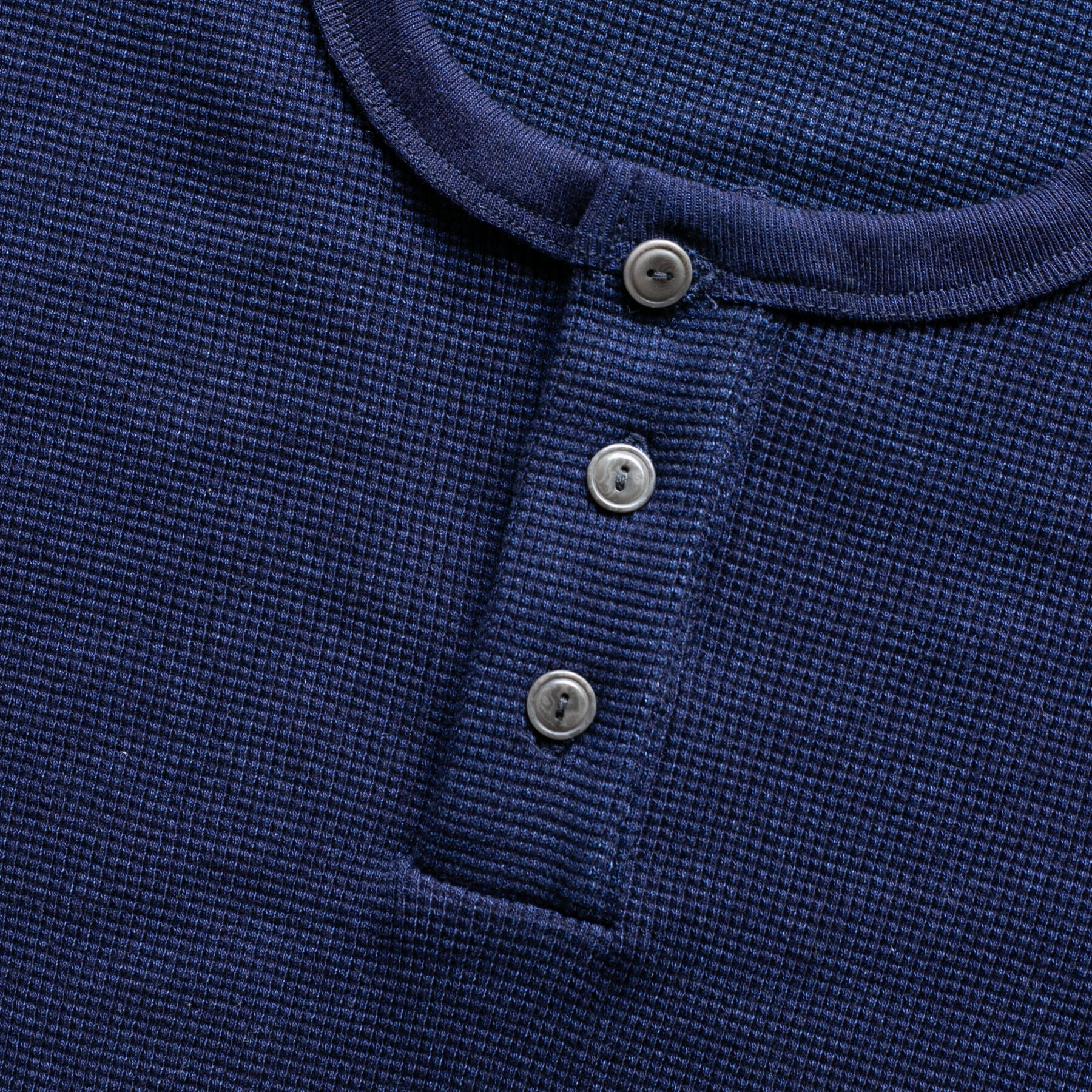 gustin indigo dyed waffle henley