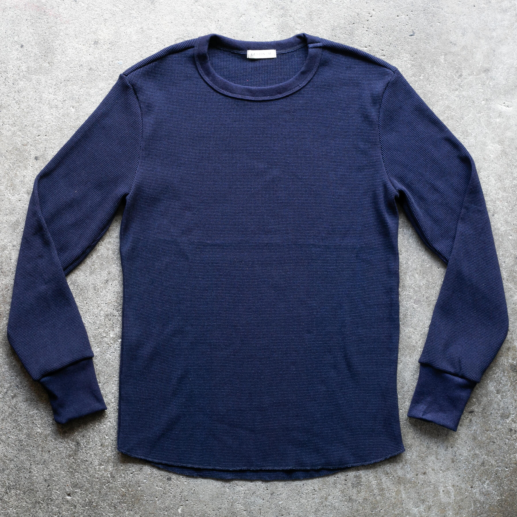 gustin indigo dyed waffle crewneck